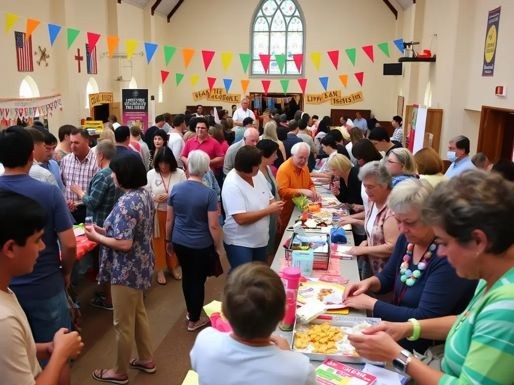 A photograph showing a fundraising event organized by TOURRIERS PATRIMOINE, with community members participating and enjoying the activities.